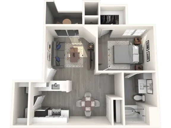 Floor plan: 1 Bed 1 Bath Classic — SITE Summit North