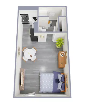 Floor plan: Studio — Tides on 51st