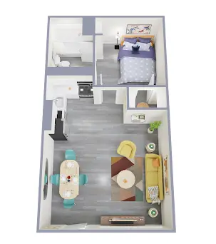 Floor plan: 1 Bed 1 Bath — Tides on 51st